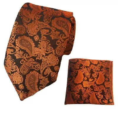 Classic Woven Paisley Jacquard Tie And Pocket Square 2 Pcs Set • £6.99