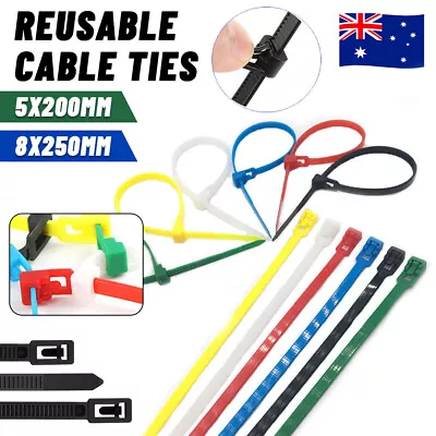 Cable Zip Ties Nylon Plastic Heavy Duty Releasable Reusable Wrap Wire Removable • $7.99