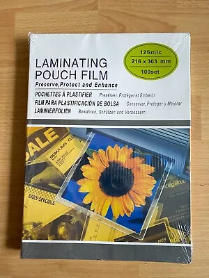 100Pc A4 Laminating Pouch Film Sleeves 125mic Gloss Paper Office 216- 303mm UK • £13.99