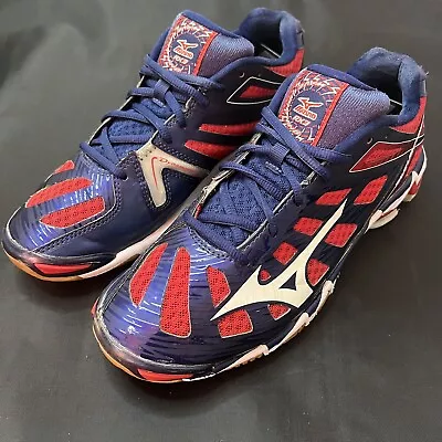 Mizuno Wave Lightning RX3 Running Volleyball Shoes Womens Size 9 Red White Blue • $35