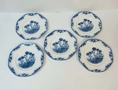 Set/5 J & G Meakin English Flow Blue 7  Dessert Plates • £200.87