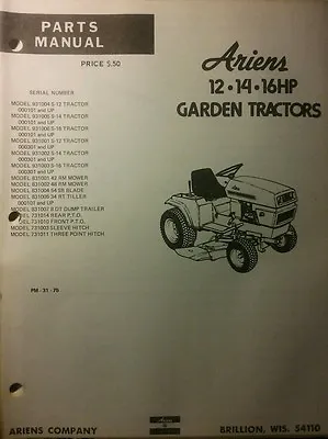 $115.50 • Buy Ariens S-12 14 16 Lawn Garden Tractor & Implements & Sno-Thro Parts (2 Manual S)