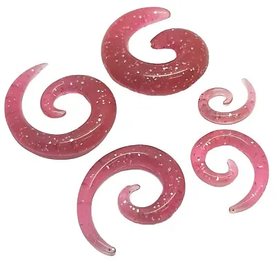 £2.65 • Buy Pink Glittered Ear Spiral Curved Stretcher Taper Expander Plug Tunnel 1Pair