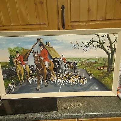 £200 • Buy Fabulous Large Horse And Hound Hunting Oil ON BOARD Painting By G.HOPKINSON