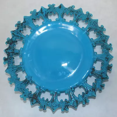 Antique Dithridge Co Turquoise Blue Milk Glass Plate Opaline 7.25  • $12.29