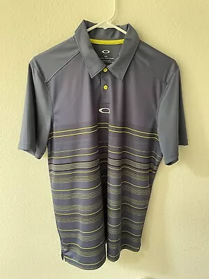 Oakley Golf Polo Shirt Short Sleeve Regular Fit Nice Condition Stripe Blue Small • $9.99