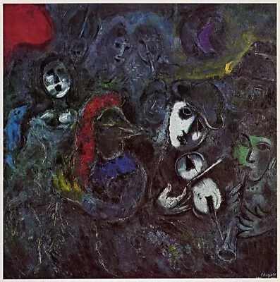 Marc Chagall: 1972 Fine Art Color Print:  Clowns At Night  • $14.82