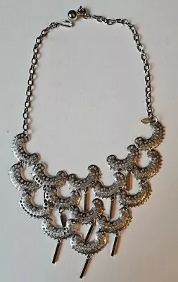 Vintage Sarah Coventry  CHARISMA  Silver Tone Necklace Bib Style 70s Silver  • $9.88