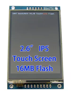 2.6  Digole Serial:UART/I2C/SPI IPS TFT Display 320x240+Touch+16MB Flash C Lib • $24.98