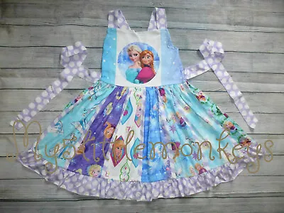 NEW Boutique Frozen Princess Ana Elsa Girls Sleeveless Ruffle Twirl Dress • $19.99