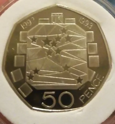 1992 - 1993 Dual Date European Presidency Proof (table And Chairs) Proof 50p Big • £65