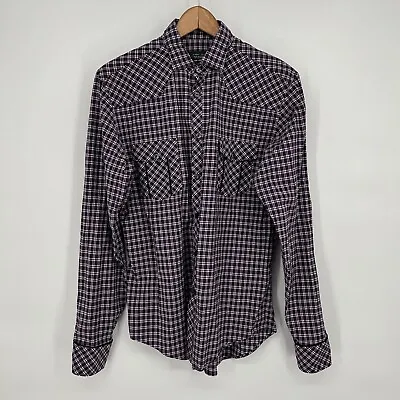 Zara Shirt Mens Medium Purple Long Sleeve Plaid Button Down Check • $11.40