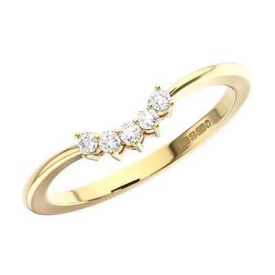 0.10 Ct Round Brilliant Cut Diamond Half Eternity Wedding Ring 9K Yellow Gold • £180.96