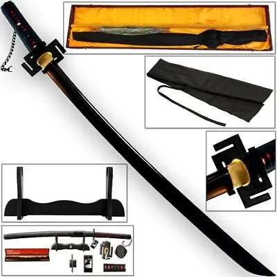 Functional Ichigo Kurosaki Katana 1045 HC Steel FULL TANG Tensa Zangetsu Sword • $76.46