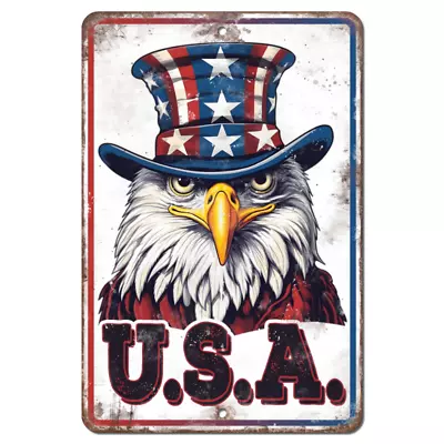 USA Eagle Aluminum Metal Sign United States America Patriotic Red White Blue • $21.59