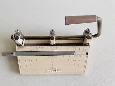 Vintage Boston 3-Hole Heavy Duty Metal Hole Punch W/Adjustable Hole Beige Color • $10.79