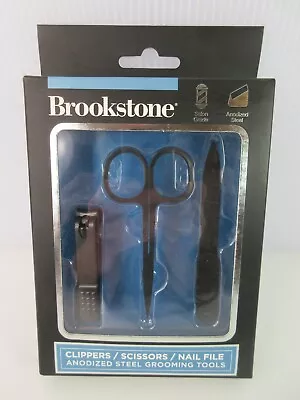 Brookstone Nail Clipper Set (Clippers/Scissors/Nail File) Anodized Steel NEW • $8.25