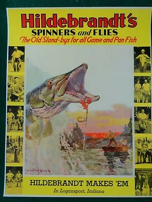 Hildebrandt's Fishing Lures Advertising Poster Spinners & Flies  • $7.50