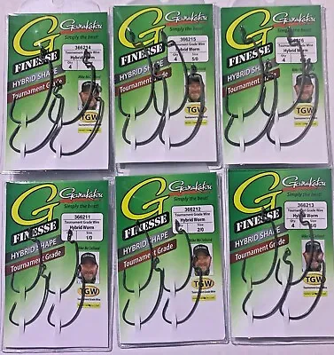 Gamakatsu G-Finesse Hybrid Worm Hook Matte Charcoal 4pk - Choose From 6 Sizes • $8.50