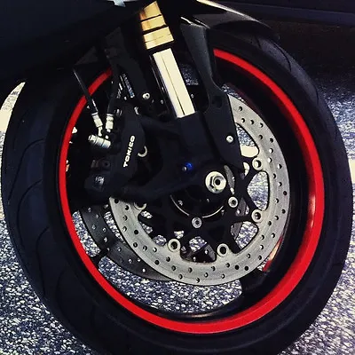 Any Color Custom Motorcycle Rim Wrap Wheel Decals Stripes Stickers Tape Red Trim • $20.49