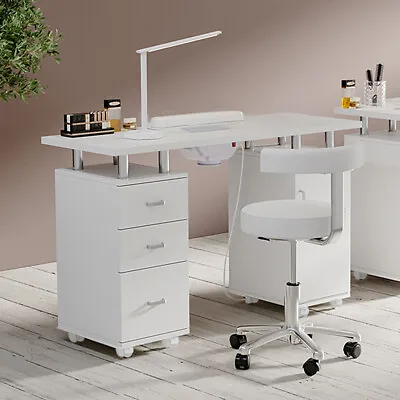 Beauty Station Art Nail Table Manicure Drawers Desk Movable Vent Wrist Cushion • £189.95