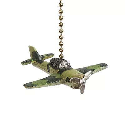 Clementine Design Fighter Plane Ceiling Fan Light Dimensional Pull Resin Green • $12.99