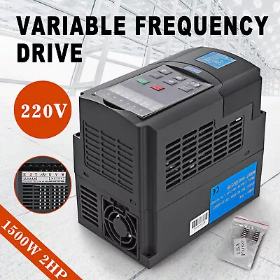 1.5KW VFD Variable Frequency Drive Inverter Single To 3 Phase 2HP VSD 220V • £75.50