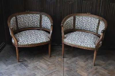 Distinctive Pair Of French Upholstered Armchairs Circa 1900 • £700