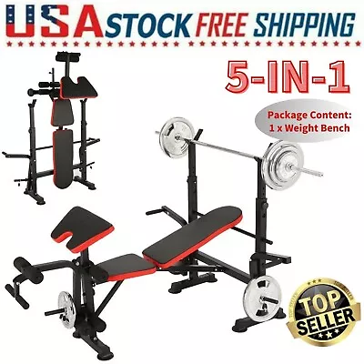 600lbs 5 In 1 Adjustable Olympic Weight Bench Set Multi-Function Bench Press Set • $169.99