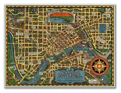 Saint Paul Minnesota MAP Poster Art Print Vintage Old Style Circa 1931 St 24x32 • $24.97