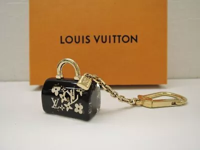 LOUIS VUITTON Porte Cles Speedy Inclusion Key Ring Holder Bag Charm Black W/Box • £138.53