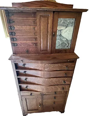 Dr Doctors Dentist Apothecary Cabinet Drawers Tiger Oak Antique Chest Hidden • $2500