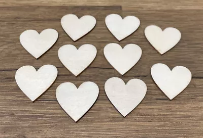 10 Small Wooden Hearts 30mm Laser Cut Wooden Shapes DIY Craft • £0.99