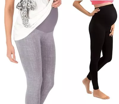 Maternity Pregnancy Cotton Leggings Trousers Yoga Full Length/Cropped Size 8-18 • £5.79