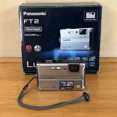 Panasonic Lumix DMC-FT2 Waterproof Shockproof Digital Silver Case Working Tested • $140