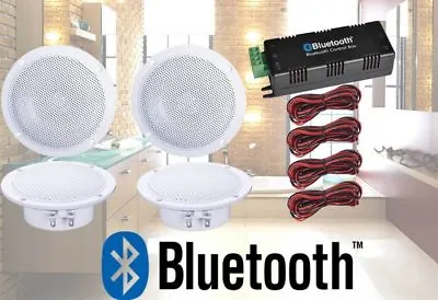 4 SPEAKER BATHROOM KITCHEN WIRELESS BLUETOOTH AMPLIFIER 4x4 INCH CEILING SPEAKER • £59.99