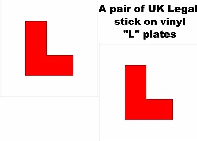 2 X UK Legal L Plates Self Adhesive Stick On Vinyl Weatherproof Learner Driver • £2.14