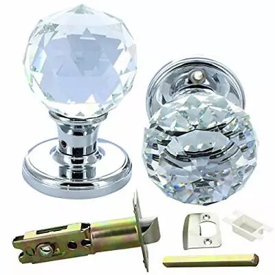 G Decor Round Crystal Door Handles Knobs (Pair) Diamond Clear Crystal Glass • £25.99