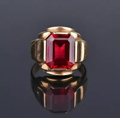 14K Yellow Gold Finish 2 Carat Lab-Created Ruby Deco Ring Men Wedding Band Ring • $90.77