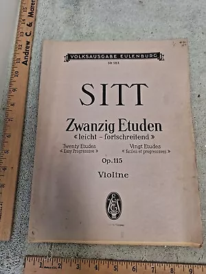 Violin Sheet Music Sitt 183 Zwanzig Etuden 115 Volksausgabe Eulenburg • $18