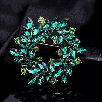 New Crystal Wreath Brooch Corsage Fashion Clothing Accessories Pin Jewelry Gift • $3.59