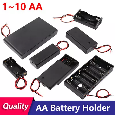 £1.40 • Buy 1 2 3 4 6 8 10xAA Battery Holder OPen Or Enclosed Cell Case Box With Wire/Switch