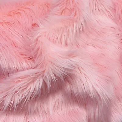 Baby Pink Mohair Shaggy Faux Fur Fabric By The Yard ( Long Pile ) 60  Wide • $23.99