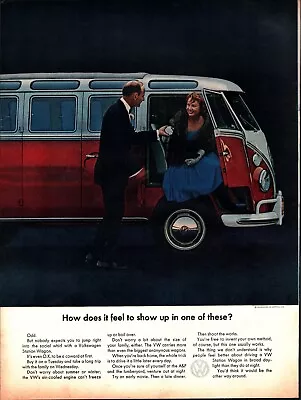 1963 Volkswagen Type 2 Bus  How Does It Feel To Show Up In One?  VW Van Print Ad • $26.79