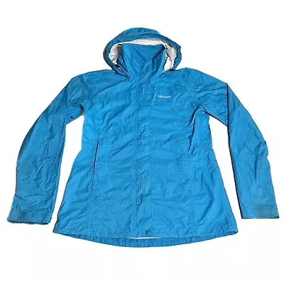 Marmot PreCip Nylon Rain Jacket Women’s Small Turquoise Blue Hooded • £20.15