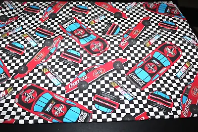 Vtg NASCAR Coke Fabric 1.5+ Yards Racing Coca-Cola Car Crafts Quilting • $15.99