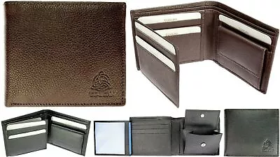 Tri-Fold Wallet ID Card Window Coin Pocket Genuine Leather TOUCAN Brown Or Black • £12.99