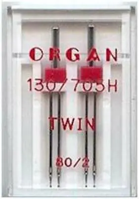 Sewing Machine Needles 1 Side Flat Twin 80/2 Organ Fits Brother Janome Singer • £4.19