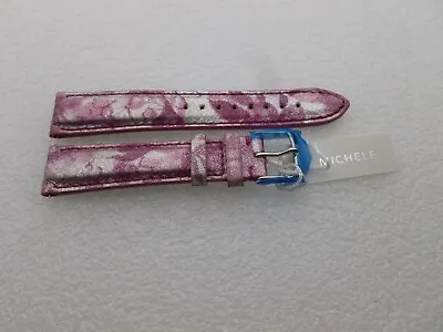 Genuine Michele 18mm Floral Pink Genuine Leather  Watch Band Strap NEW • $27.77