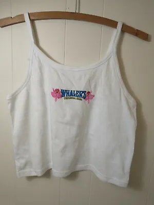 Whalers Rum Womens Tank Top Large White Sleeveless Cropped Y2K VTG • $5.97